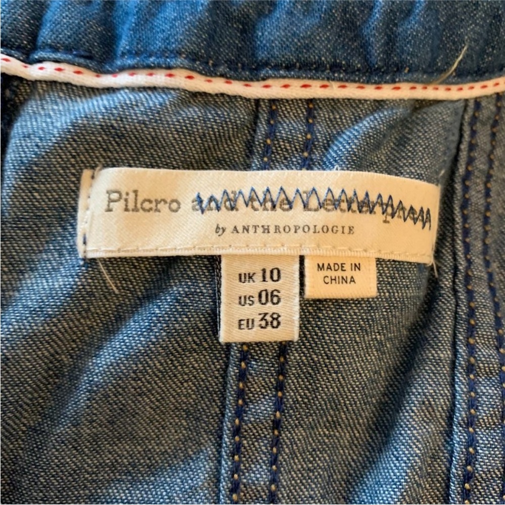 Anthropologie PILCRO Denim Midi Dress Fit N’ Flare Pockets Fitted Size 6 - Picture 7 of 12